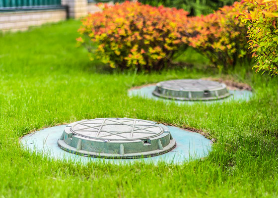 stockphoto septic system cover in lawn