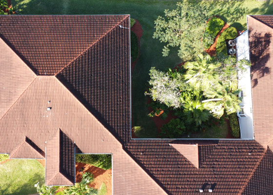 stockphoto roof of house from directly above